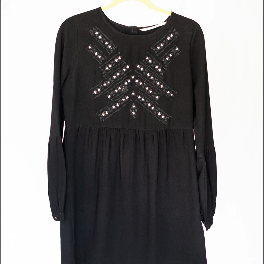 Cynthia Vincent black long sleeve mini dress